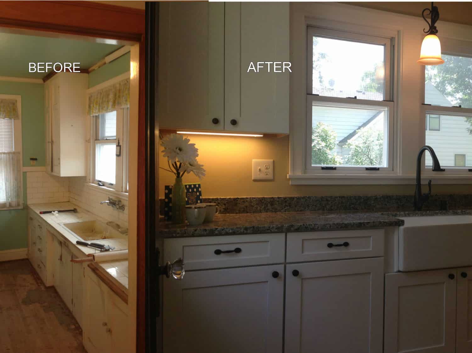 Before and after kitchen remodel